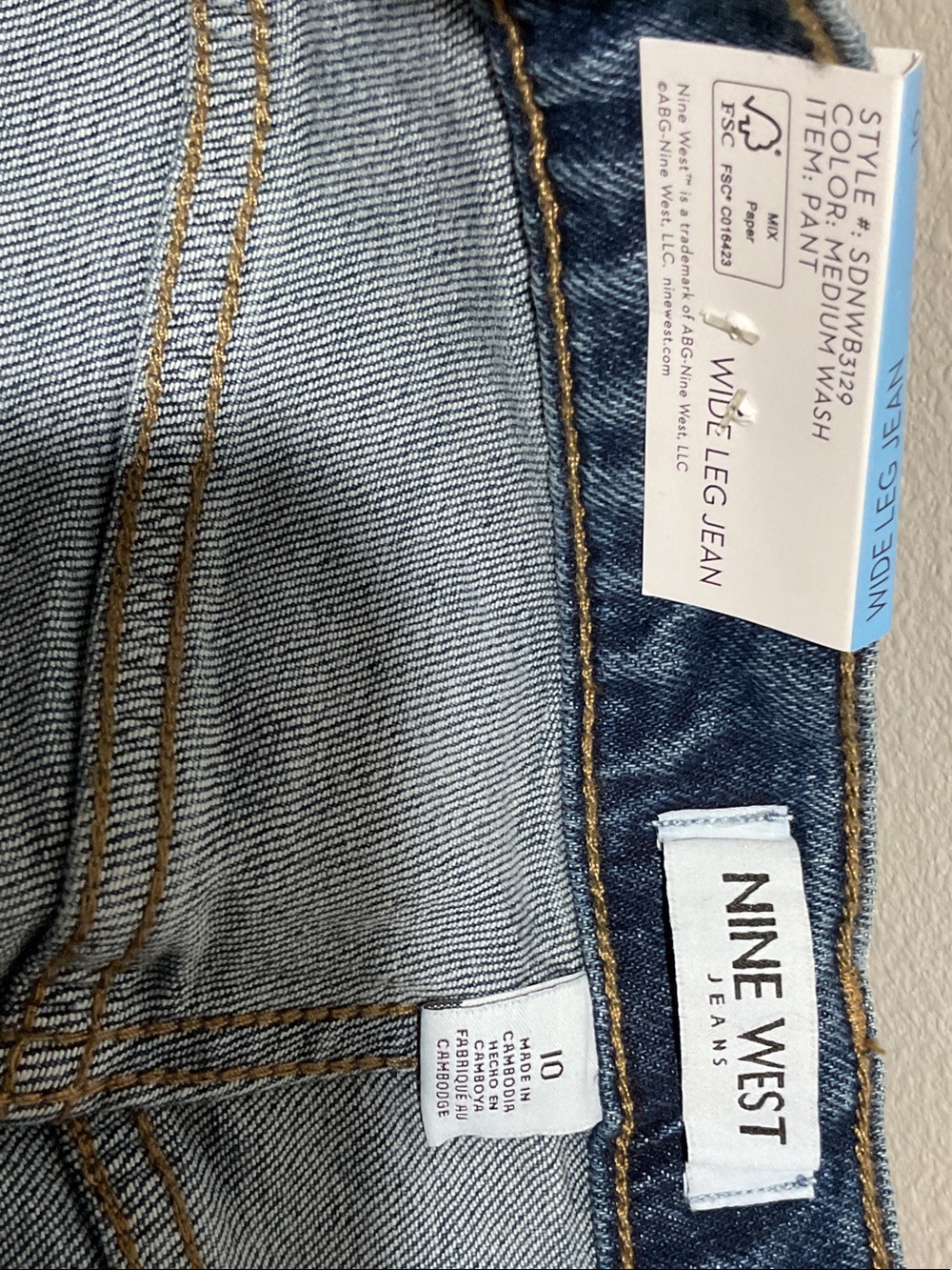 Nine West Wide Leg High-Rise Jeans - Light Blue - Picture 3 of 4